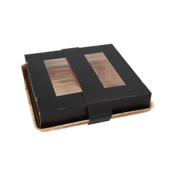 25 Tabletts, Palmblatt eckig 5 cm x 25,5 cm x 25,5 cm mit separatem Deckel und Banderole
