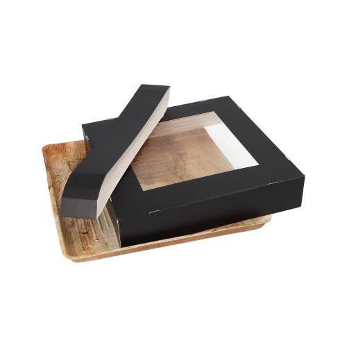 25 Tabletts, Palmblatt eckig 5 cm x 25,5 cm x 25,5 cm mit separatem Deckel und Banderole-2