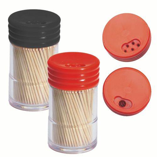 260 Zahnstocher, Holz rund 6,5 cm im Spender mit Drehverschluß-0