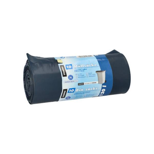 10 Müllsäcke, LDPE "blauer Engel" 120 l 110 cm x 70 cm blau/schwarz 40 my
