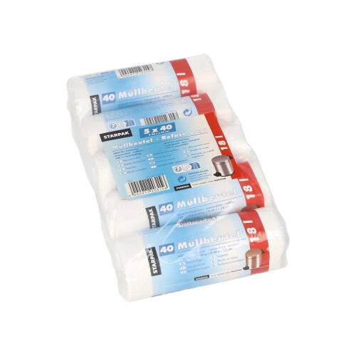 40 Müllbeutel, HDPE 18 l 52 cm x 46 cm weiss 8 my-1