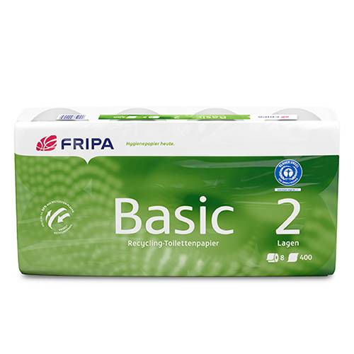 8 Rollen Toilettenpapier, 2-lagiges Tissue Ø 12 cm · 11,5 cm x 9,8 cm weiss "Basic" 400 Blatt-0