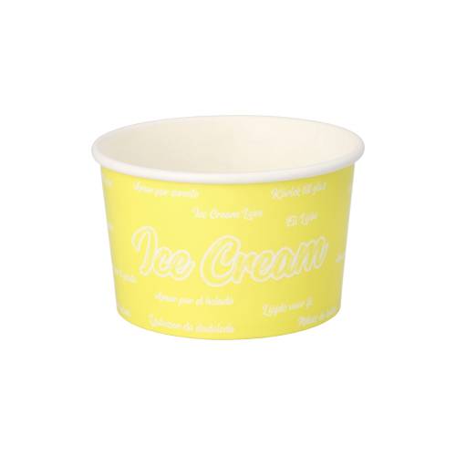 50 Eisbecher, Pappe 200 ml Ø 9,5 cm · 6 cm gelb "Icelove"-0
