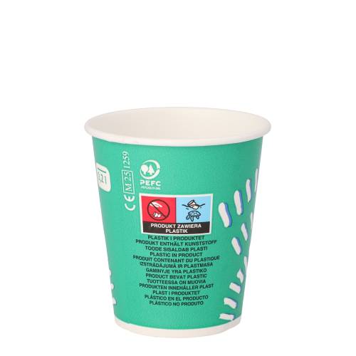 100 Trinkbecher für Kaltgetränke, Pappe 0,2 l Ø 8 cm · 8,8 cm grün "Rays"-2