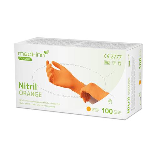 100 "Medi-Inn Classic" Handschuhe, Nitril puderfrei orange "Nitril Orange" Größe: S-0