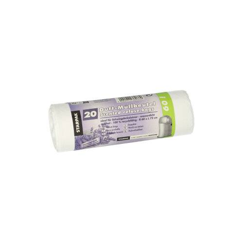 20 Müllbeutel, LDPE mit Duft 60 l 72 cm x 60 cm weiss - Lavender 18 my-0