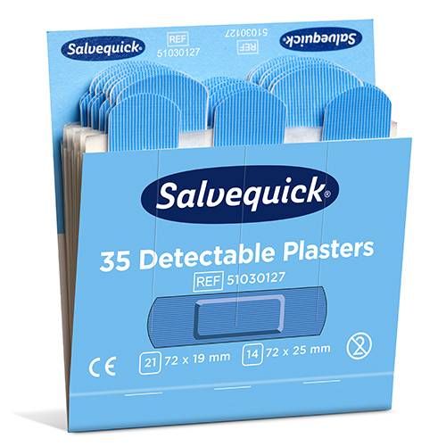 6 Set "Cederroth" Salvequick Detectable Pflaster (35 Stück) blau , Refill-0