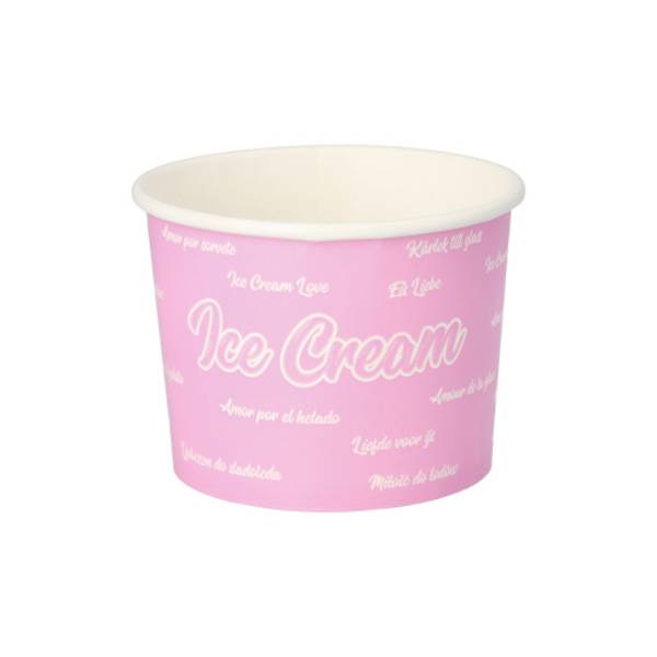 50 Eisbecher, Pappe 250 ml Ø 9,5 cm · 6,2 cm rosa "Icelove"