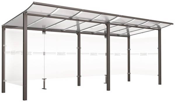 Überdachung All-in-One B5000xH2250xT2000mm Geschwungen PC grau SPL