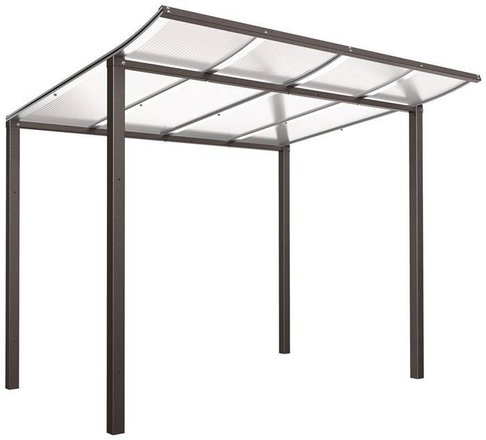 Überdachung Grundmodell o.Wand B2500xH2250xT2000mm Geschwungen PC grau SPL-0