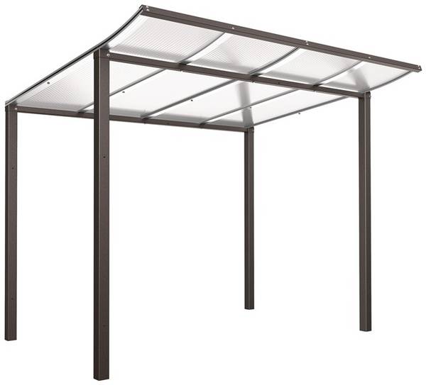 Überdachung Grundmodell o.Wand B2500xH2250xT2000mm Geschwungen PC grau SPL