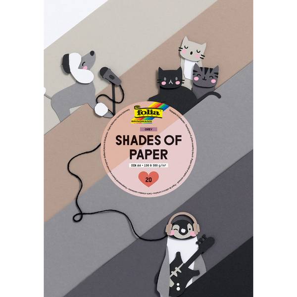 Folia Tonpapier Shades of Paper - grey farbsortiert - 130 g/m² - A4