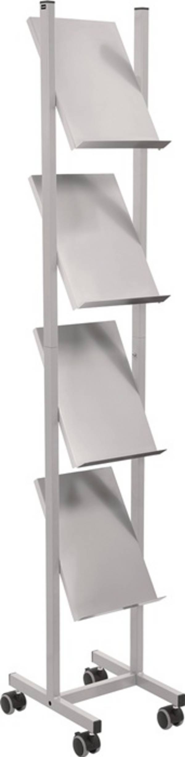 Prospektständer H1580xB260xT390mm Metall lichtgrau pulv.4 Fächer DIN A4 HELIT