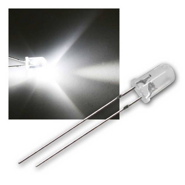 world-trading-net - 50 Stk LED 5mm wasserklar weiß 12V "WTN-5-12Vkw"