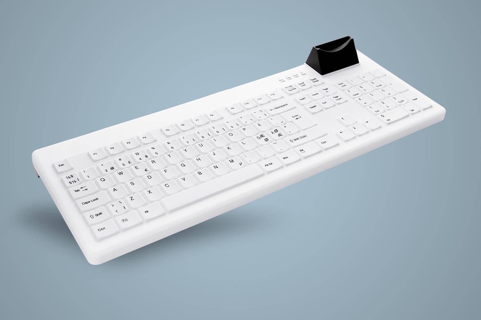 Cherry Active Key AK-C8200F Tastatur hygiene mit Smart ID Card Reader USB QWERTZ Deutsch Schwarz / Weiß-1