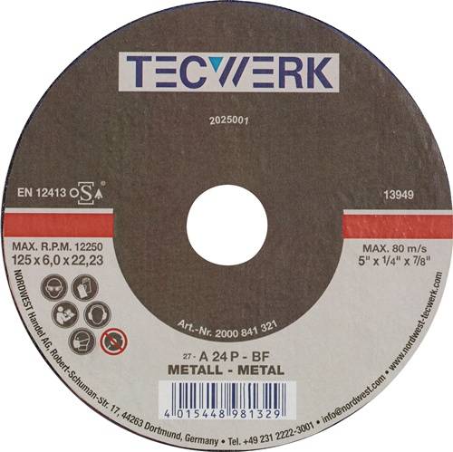 Schruppscheibe D125xS6mm gekr.STA Bohr.22,23mm TECWERK-0