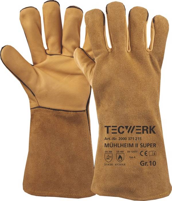 Schweißerhandschuhe Mühlheim II Super Gr.10 gelb EN 388/407/12477 6PA TW