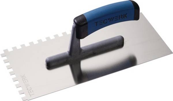 Glättekelle L.280mm B.130mm Zahn 8x8 VA S.0,7mm TECWERK