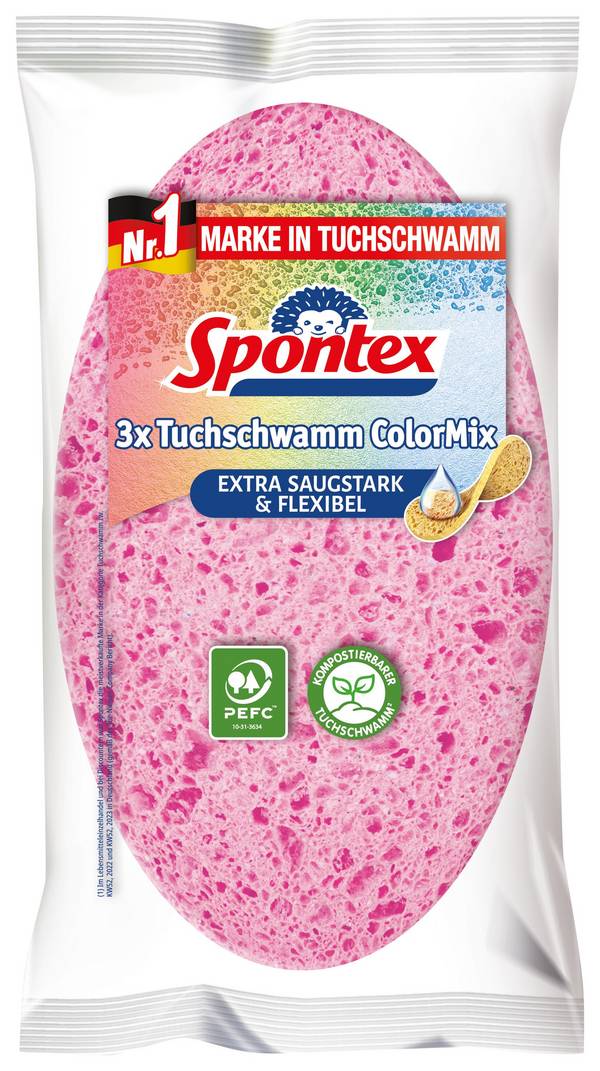 SPONTEX - Tuchschwamm Color Mix 3er Pack