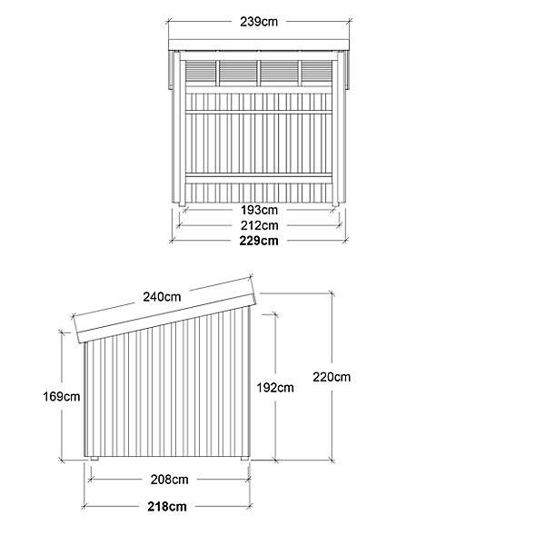 Nordic Fahrradunterstand aus Holz HxBxT 2200 x 2180 x 2290 mm (5 m²) mit Doppeltür. PLUS AS 83694349-4