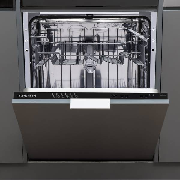 Telefunken Geschirrspüler vollintegrierbar 60 cm, Einbau Spülmaschine, 12 Maßgedecke, 6 Programme, AquaStop, GEV6012D