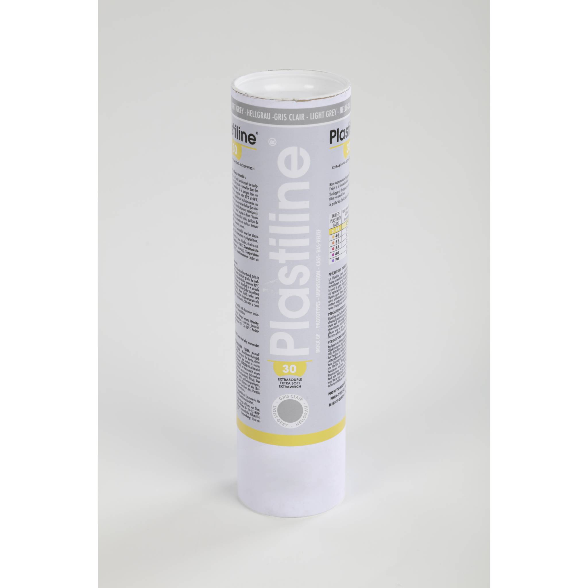 Plastiline 1kg Modelliermasse Härtegrad 30 (extraweich) - Hellgrau 1630T-0