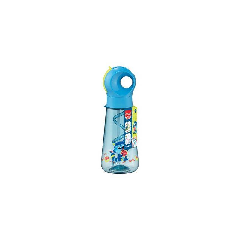 PICNIK Trinkflasche WASCHBAER 0.5 Liter blau aus Ecozen mit Trinkhalm im-0