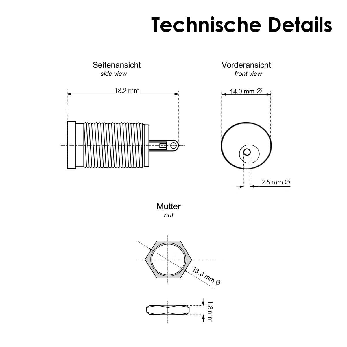 world-trading-net - DC-Einbaubuchse Kunststoff, Pin 2,5mm, Lötanschluß-4