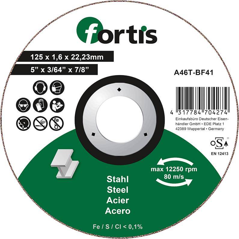 FORTIS Trennscheibe Stahl 125x1,6mm ger.-3