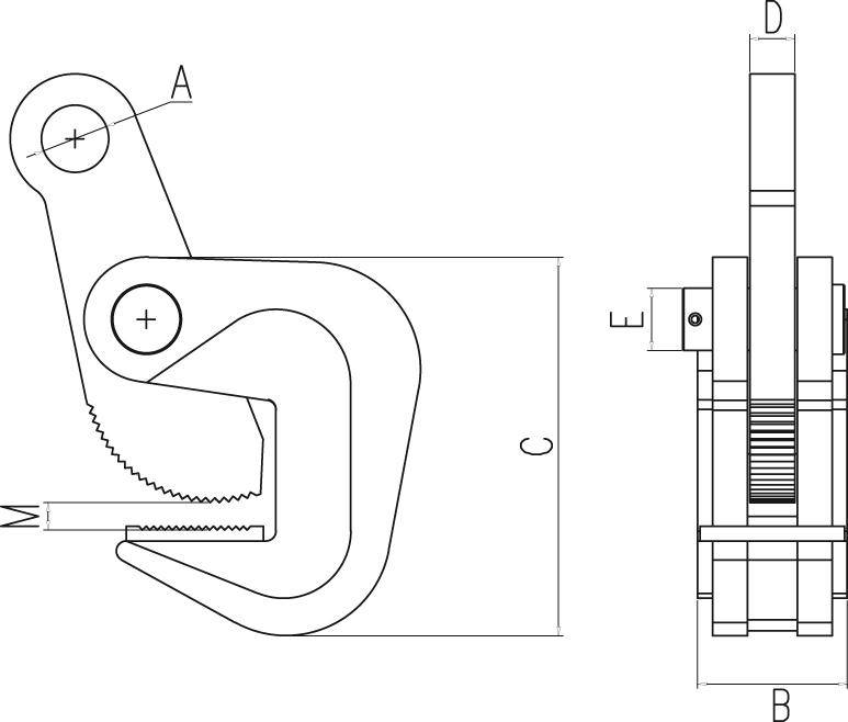 PLANETA Hebeklemme HPC-2 - 2, Tragfähigkeit 2000 kg, Greifbereich 0 - 50 mm-4