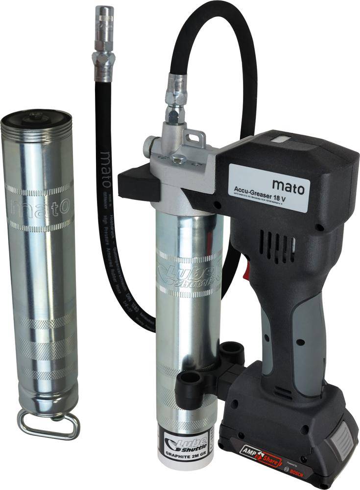 Akku-Fettpresse 18V/2Ah PREMIUM-S-LS AMPShare m. Ladegerät u.Akku MATO-2