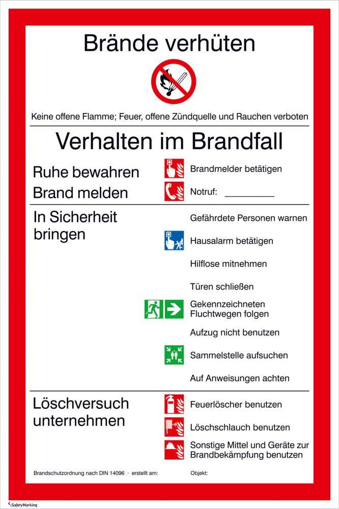 Verbotsschild Folie B200xH300 mm Brandschutzverordnung universal-0