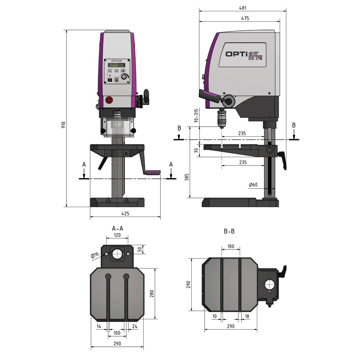 OPTIdrill DX17E 230V/1Ph/50Hz Bohrmaschine | 3020168-ST-4