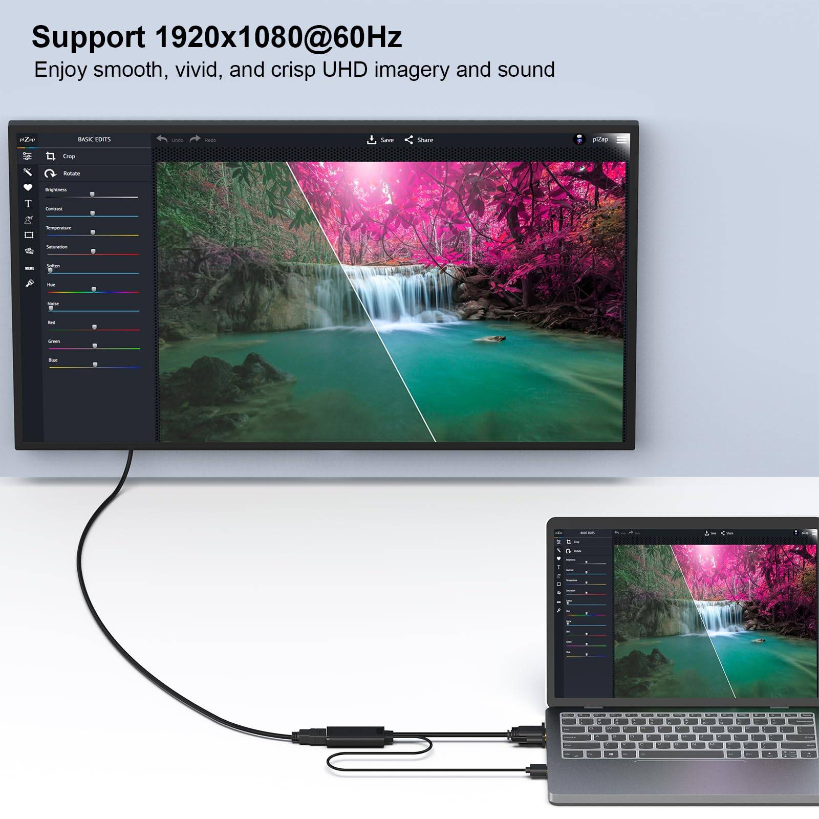 BENFEI VGA Eingang zu HDMI Ausgang Adapter, 1080P Unidirektional Konverter-3