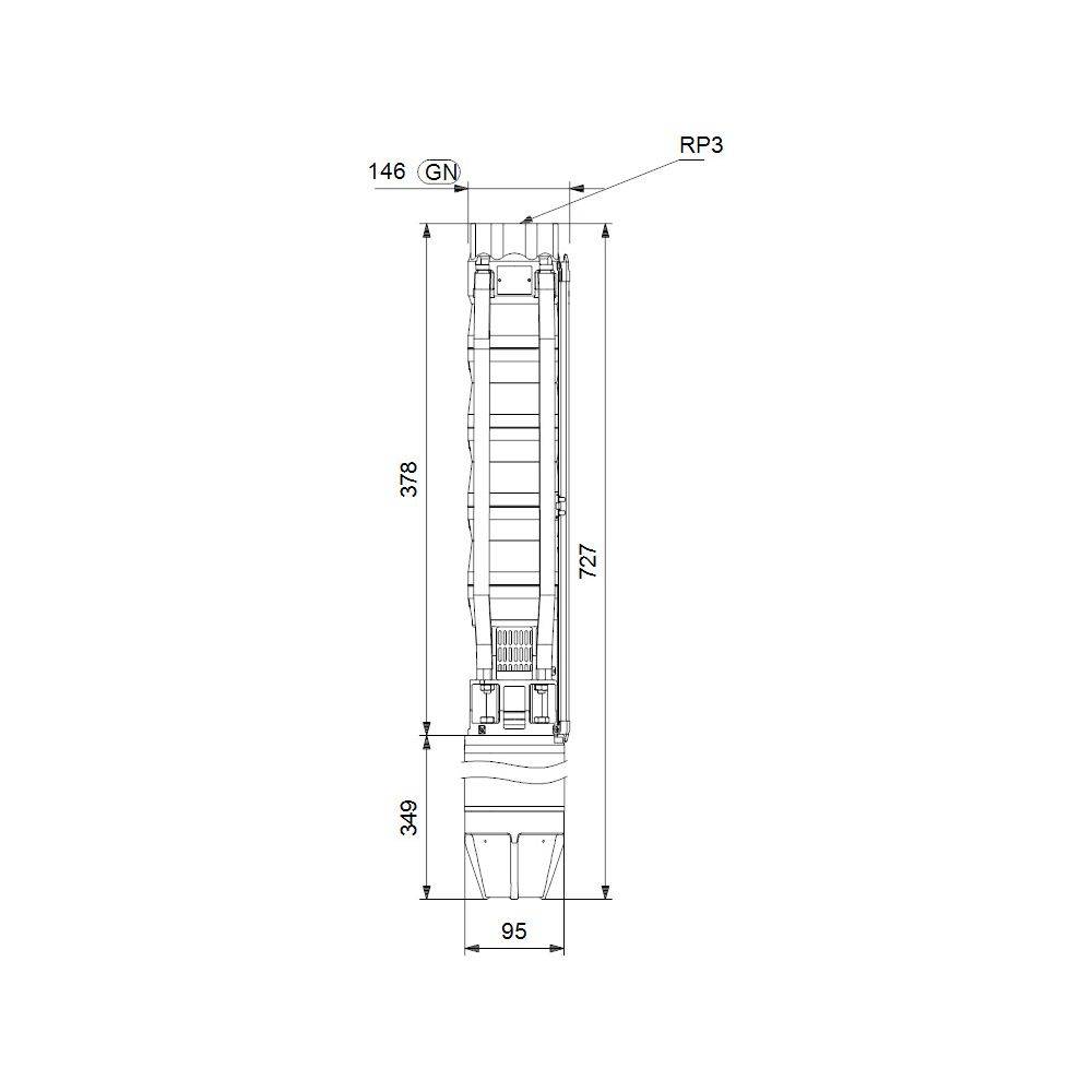 Grundfos Unterwasserpumpe SP60-8B, 3x400V 13kW 60 bar, Volumenstrom 60m3/h, Einschaltart SD, mit Kabel-1
