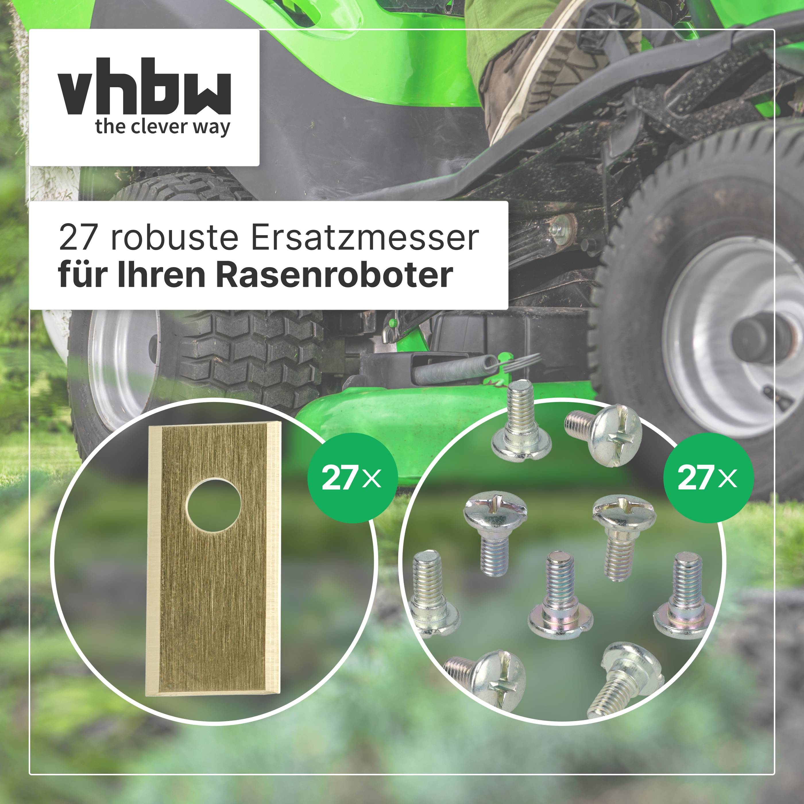 vhbw 27x Ersatz-Messer kompatibel mit Honda Miimo 500 | 310, 3000, 520 Rasenmäher - Ersatzklinge Silber Gold, Stahl-2