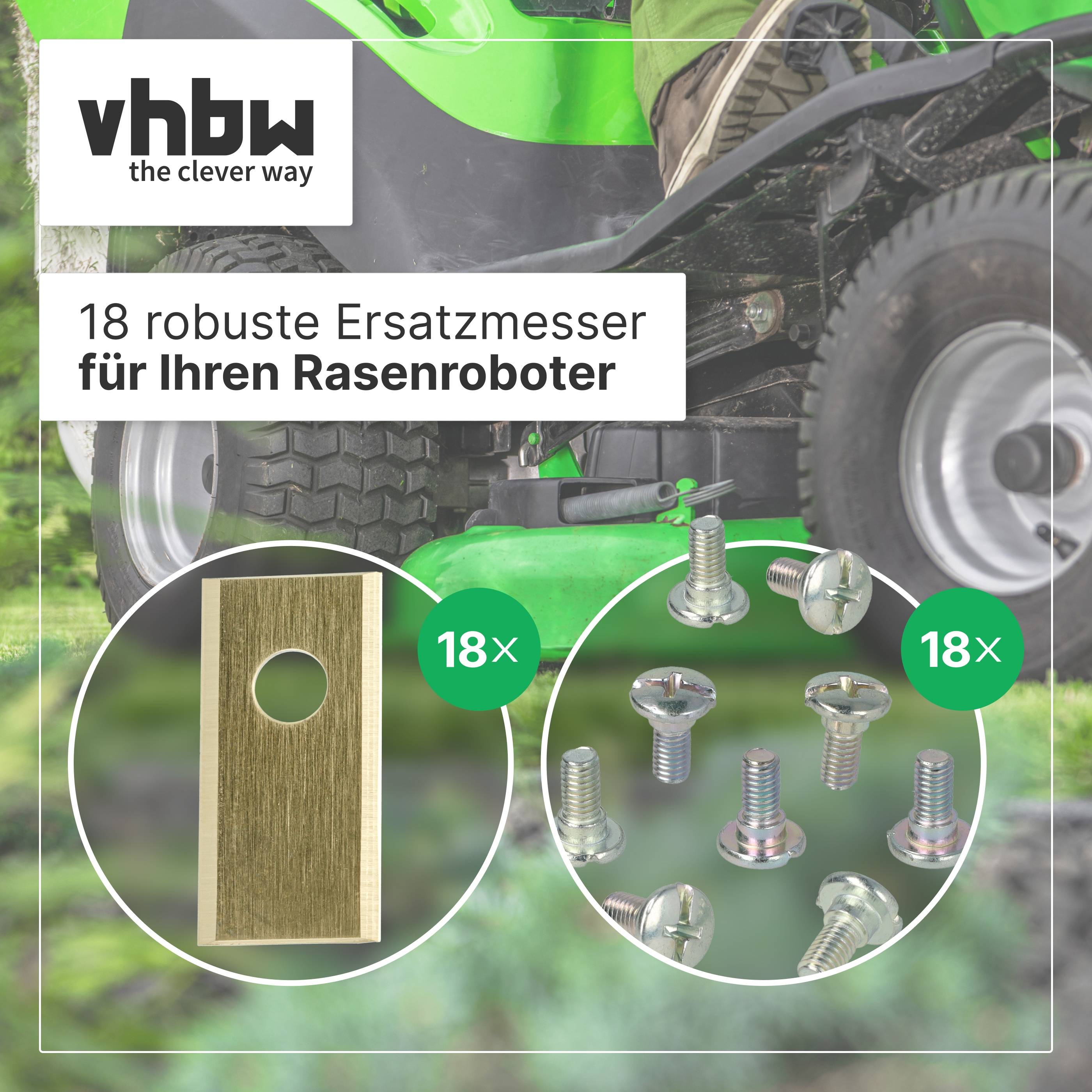 vhbw 18x Ersatz-Messer kompatibel mit Landxcape Rasenmäher | Ersatzklinge Silber Gold, Stahl (Titanbeschichtung)-2