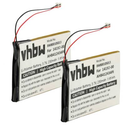 vhbw 2x Akku Ersatz für Jabra AHB412434PJ | 14192-00 für Wireless Headset Kopfhörer (230 mAh, 3,7 V, Li-Polymer)-0
