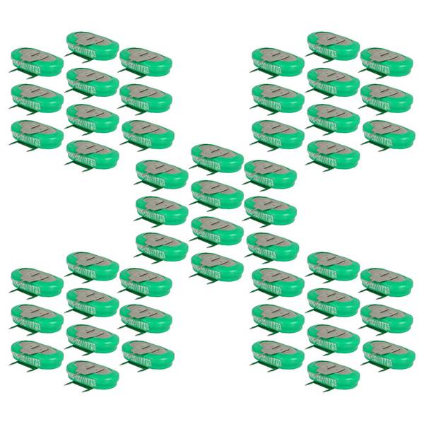 vhbw 50x NiMH Ersatz Knopfzellen-Akku Typ 1/V150H 3-Pins 150mAh 1,2V kompatibel mit Modellbau-Akkus, Solar-Leuchten uvm.