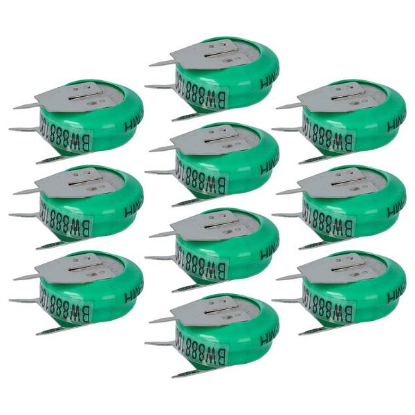vhbw 10x NiMH Ersatz Knopfzellen-Akku Typ V80H 3-Pins 80mAh 1,2V kompatibel mit Modellbau-Akkus, Solar-Leuchten uvm.