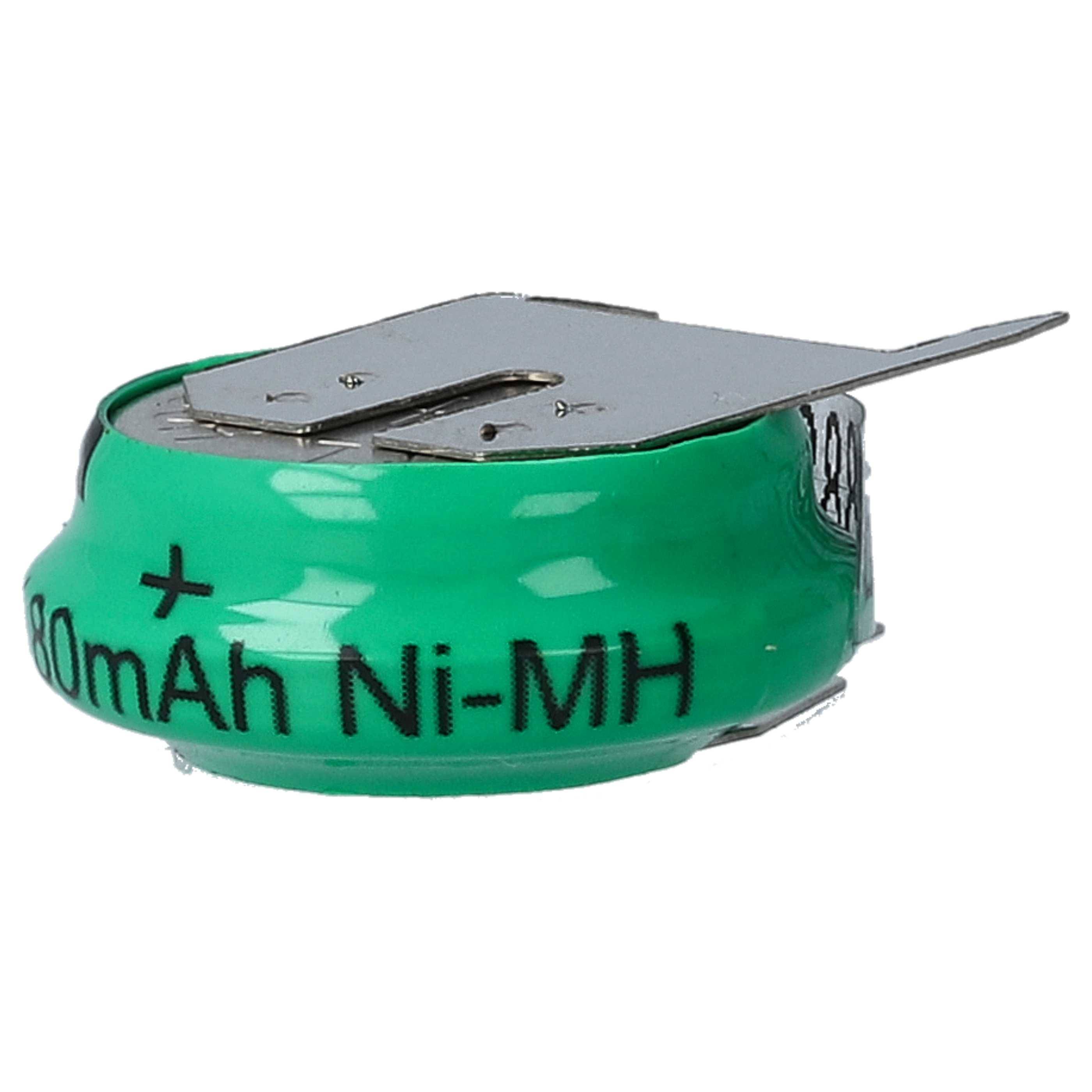 vhbw 10x NiMH Ersatz Knopfzellen-Akku Typ V80H 3-Pins 80mAh 1,2V kompatibel mit Modellbau-Akkus, Solar-Leuchten uvm.-1