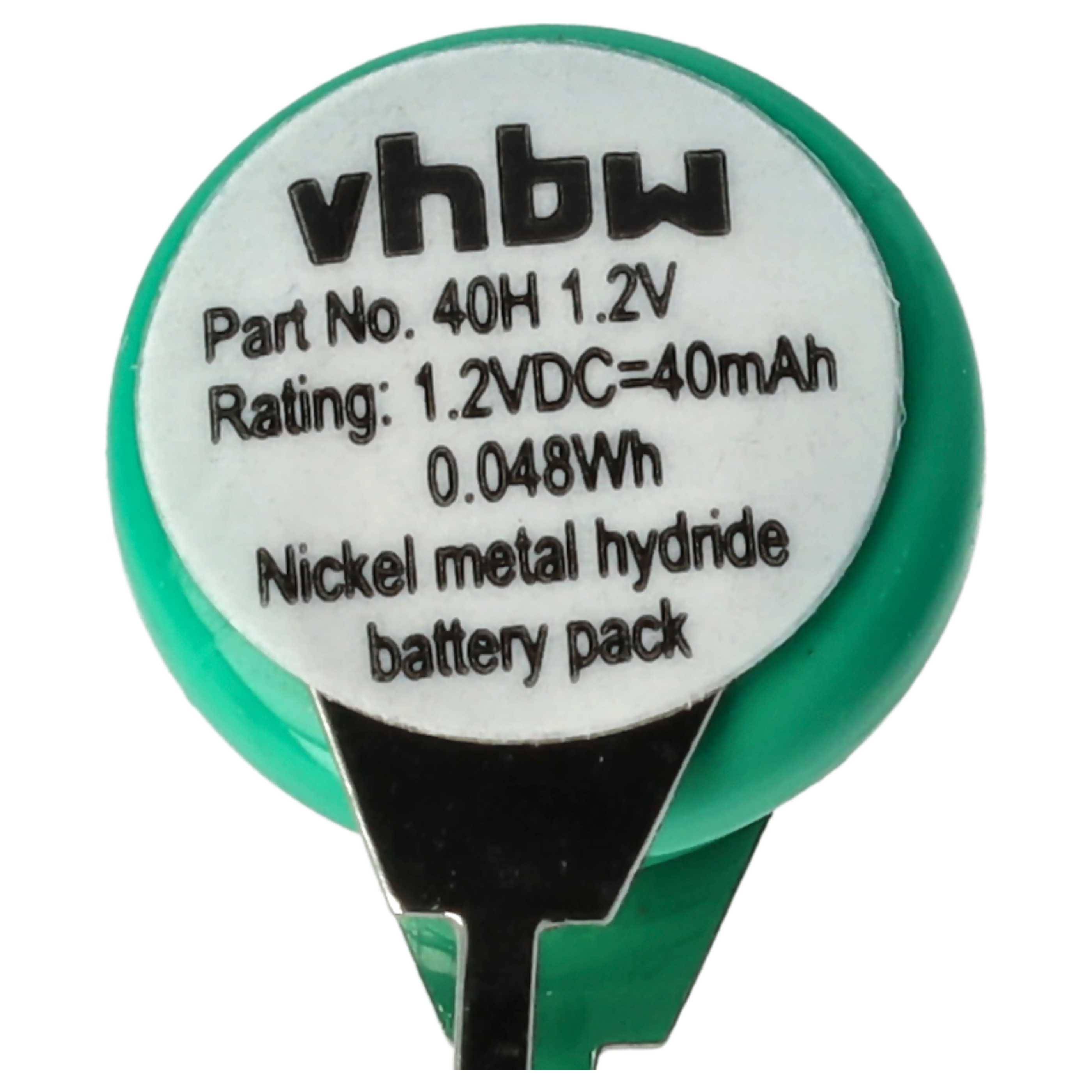 vhbw 100x NiMH Ersatz Knopfzellen-Akku Typ 1/V40H 2-Pins 40mAh 1,2V kompatibel mit Modellbau-Akkus, Solar-Leuchten uvm.-3