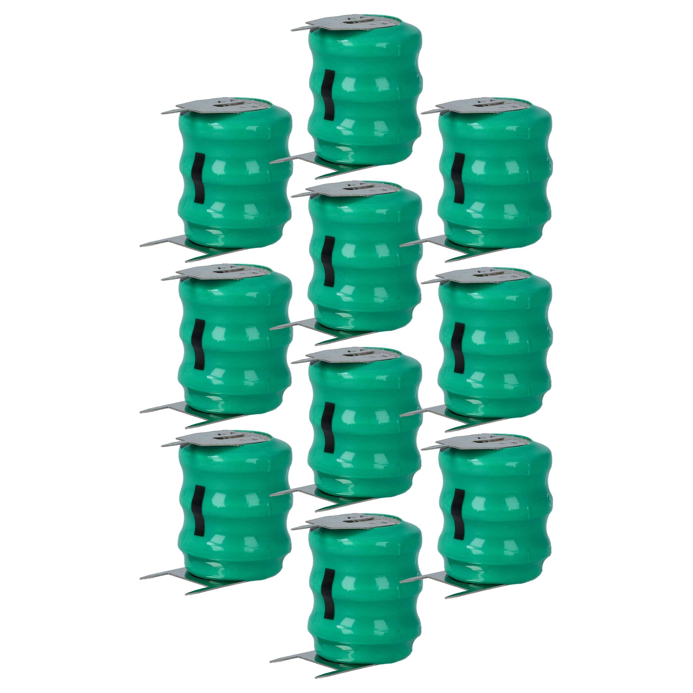 vhbw 10x NiMH Ersatz Knopfzellen-Akku Typ 3/V80H 3-Pins 80mAh 3,6V kompatibel mit Modellbau-Akkus, Solar-Leuchten uvm.-0