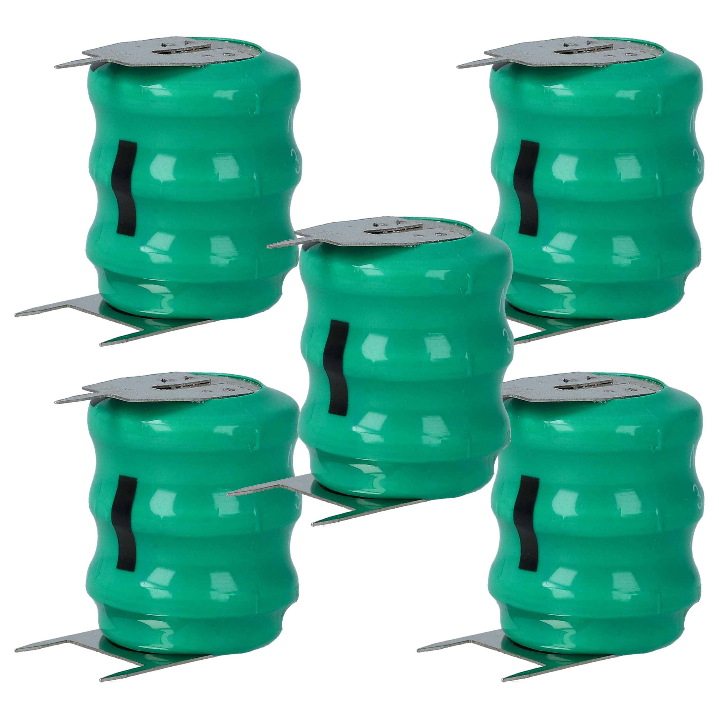 vhbw 5x NiMH Ersatz Knopfzellen-Akku kompatibel mit Kinetic MH80B3AL3 (80 mAh, 3,6 V, NiMH)-0