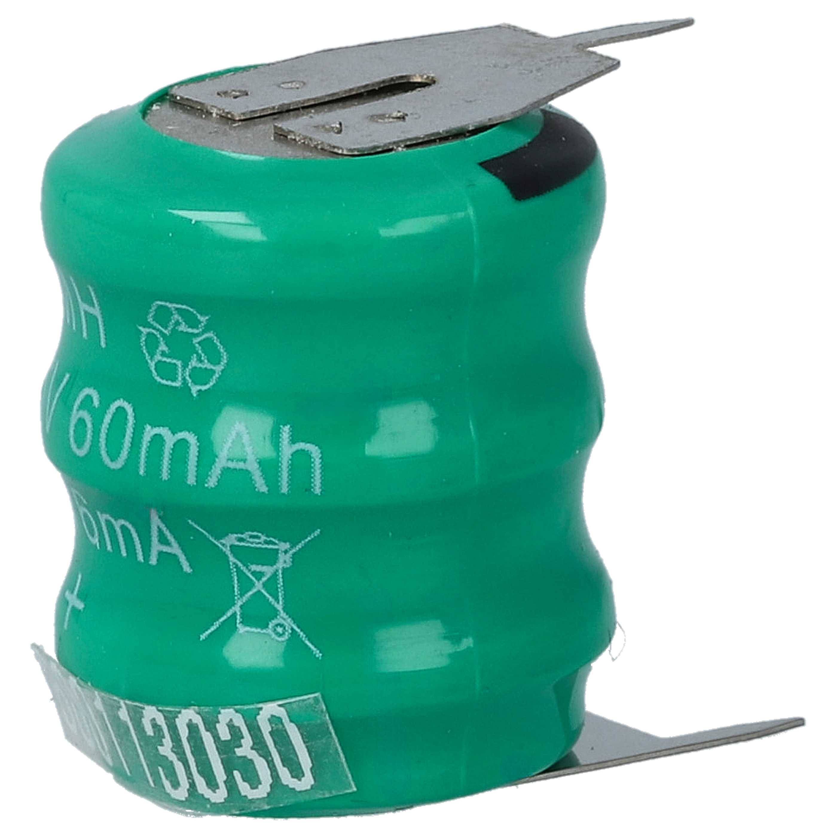 vhbw 5x NiMH Ersatz Knopfzellen-Akku kompatibel mit Kinetic MH80B3AL3 (80 mAh, 3,6 V, NiMH)-1
