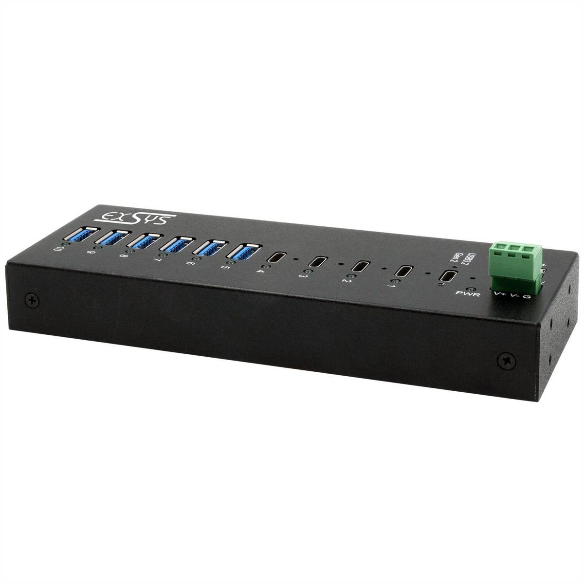 EXSYS EX-12280HMS 10-Port USB 3.2 Gen 2 Metall HUB, mit 4x C-Anschlüsse und 6x A-Anschlüsse-0