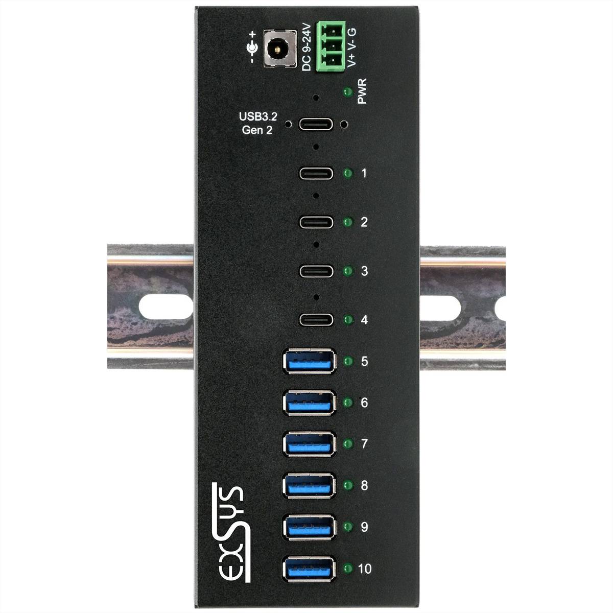 EXSYS EX-12280HMS 10-Port USB 3.2 Gen 2 Metall HUB, mit 4x C-Anschlüsse und 6x A-Anschlüsse-3