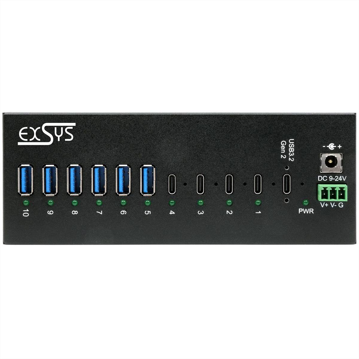 EXSYS EX-12280HMS 10-Port USB 3.2 Gen 2 Metall HUB, mit 4x C-Anschlüsse und 6x A-Anschlüsse-4