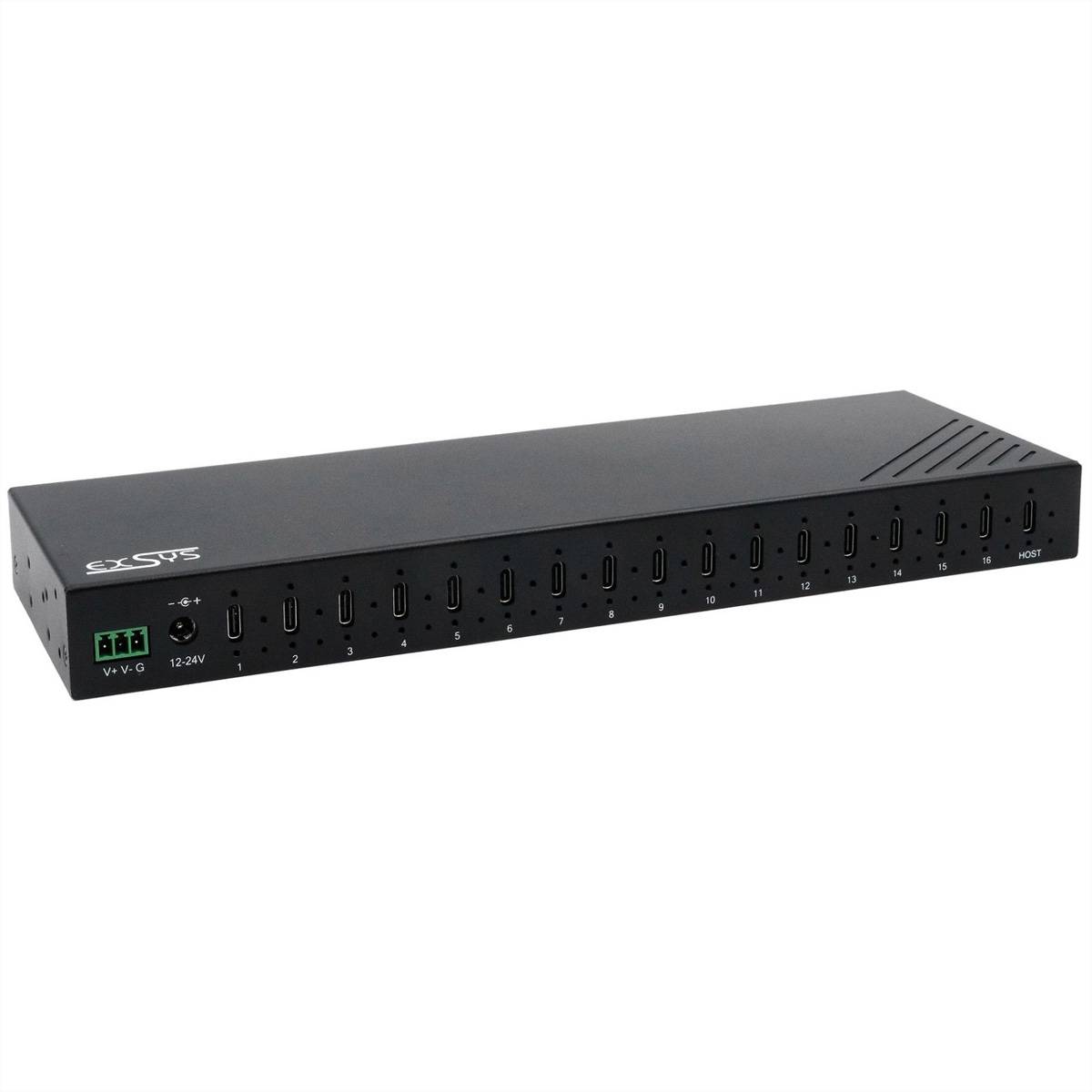 EXSYS EX-12276HMS 16-Port USB 3.2 Gen 2 Metall HUB, mit 16x C-Anschlüsse-0