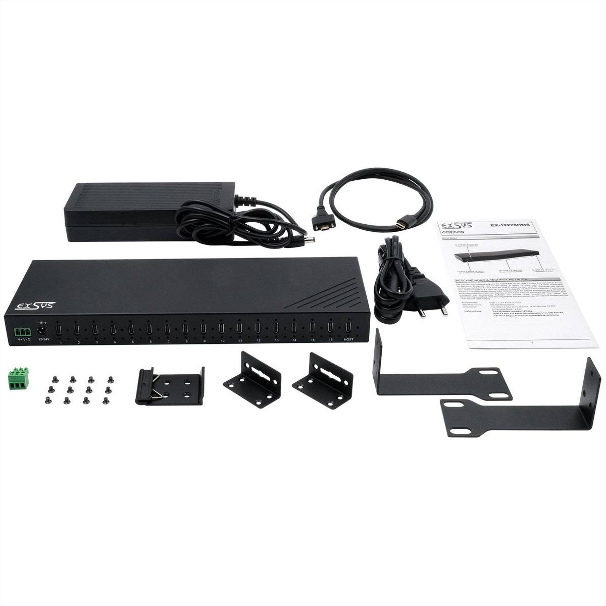 EXSYS EX-12276HMS 16-Port USB 3.2 Gen 2 Metall HUB, mit 16x C-Anschlüsse-3
